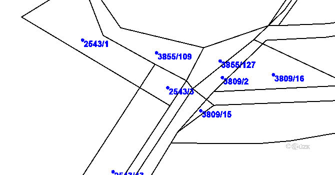 Parcela st. 2543/3 v KÚ Dobřany, Katastrální mapa