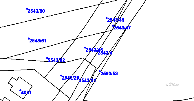 Parcela st. 2543/4 v KÚ Dobřany, Katastrální mapa