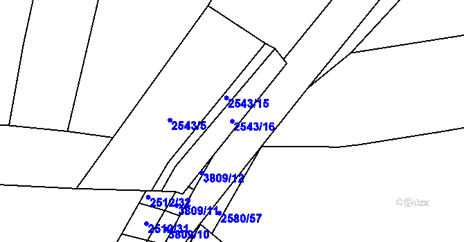 Parcela st. 2543/16 v KÚ Dobřany, Katastrální mapa