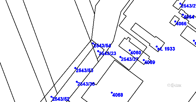 Parcela st. 2543/23 v KÚ Dobřany, Katastrální mapa