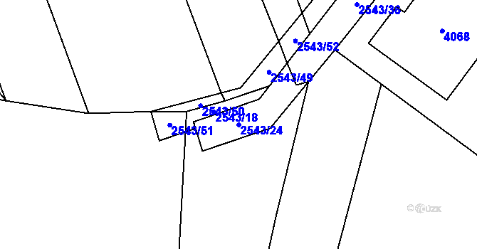 Parcela st. 2543/24 v KÚ Dobřany, Katastrální mapa