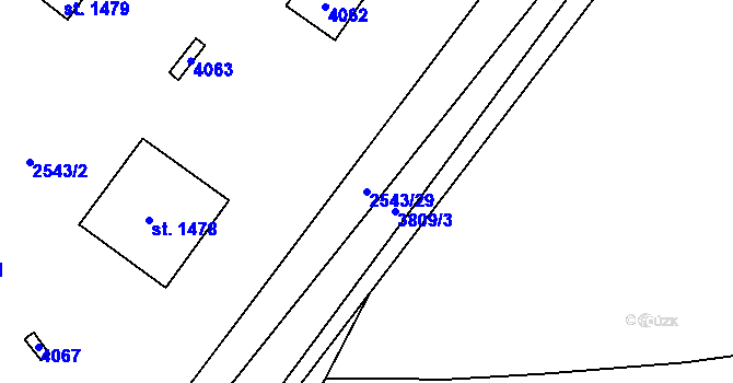 Parcela st. 2543/29 v KÚ Dobřany, Katastrální mapa