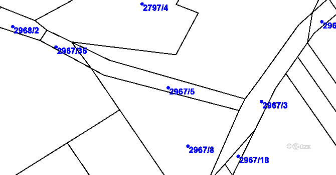 Parcela st. 2967/5 v KÚ Dobřany, Katastrální mapa