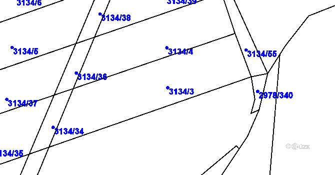 Parcela st. 3134/3 v KÚ Dobřany, Katastrální mapa