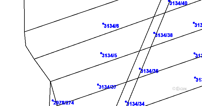 Parcela st. 3134/5 v KÚ Dobřany, Katastrální mapa