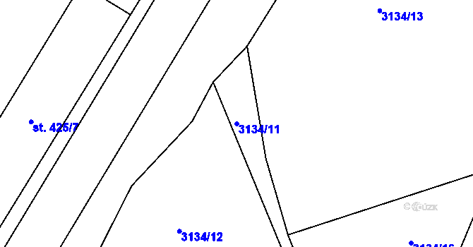 Parcela st. 3134/11 v KÚ Dobřany, Katastrální mapa