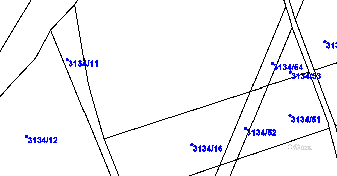 Parcela st. 3134/15 v KÚ Dobřany, Katastrální mapa