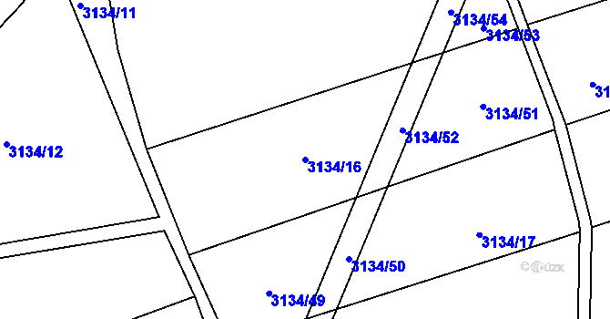Parcela st. 3134/16 v KÚ Dobřany, Katastrální mapa