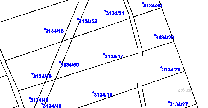 Parcela st. 3134/17 v KÚ Dobřany, Katastrální mapa