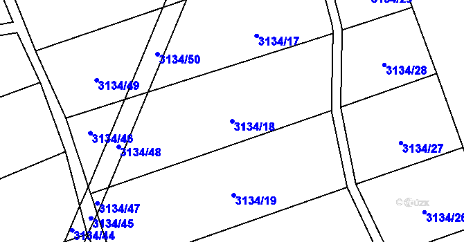 Parcela st. 3134/18 v KÚ Dobřany, Katastrální mapa