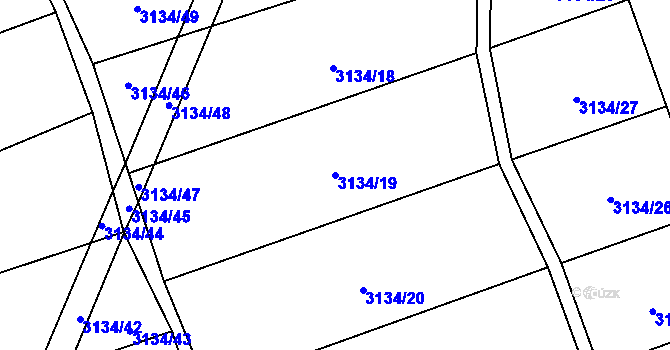 Parcela st. 3134/19 v KÚ Dobřany, Katastrální mapa