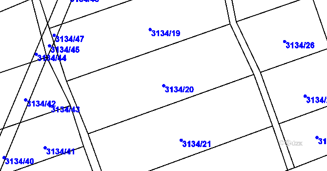 Parcela st. 3134/20 v KÚ Dobřany, Katastrální mapa