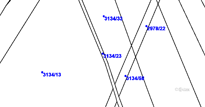 Parcela st. 3134/23 v KÚ Dobřany, Katastrální mapa