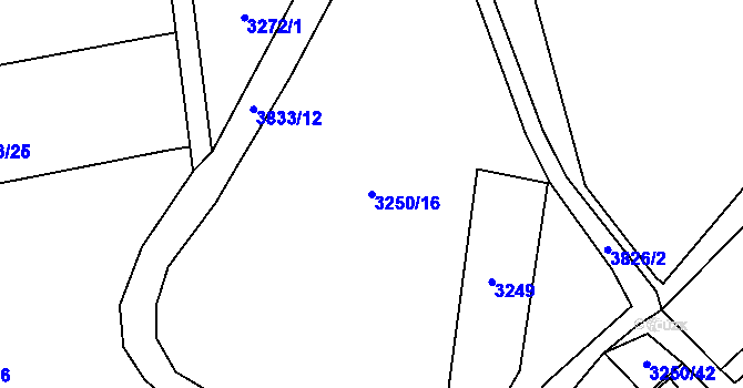 Parcela st. 3250/16 v KÚ Dobřany, Katastrální mapa