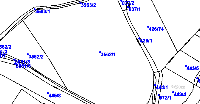 Parcela st. 3562/1 v KÚ Dobřany, Katastrální mapa