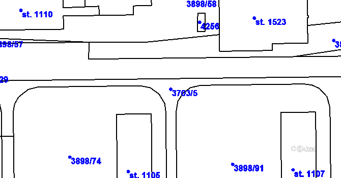 Parcela st. 3703/5 v KÚ Dobřany, Katastrální mapa