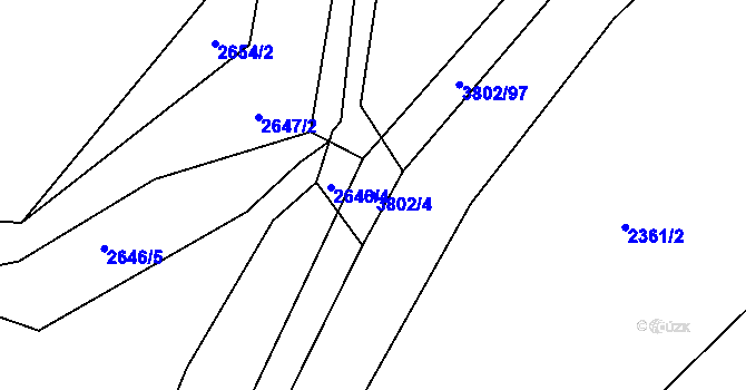 Parcela st. 3802/4 v KÚ Dobřany, Katastrální mapa