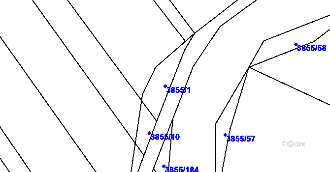 Parcela st. 3855/1 v KÚ Dobřany, Katastrální mapa