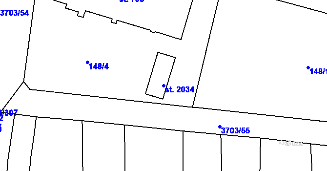 Parcela st. 2034 v KÚ Dobřany, Katastrální mapa