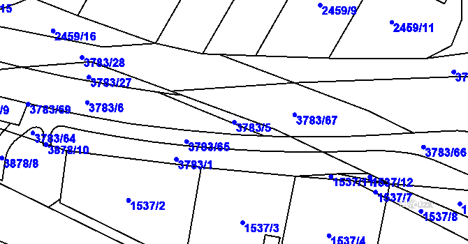 Parcela st. 3783/5 v KÚ Dobřany, Katastrální mapa