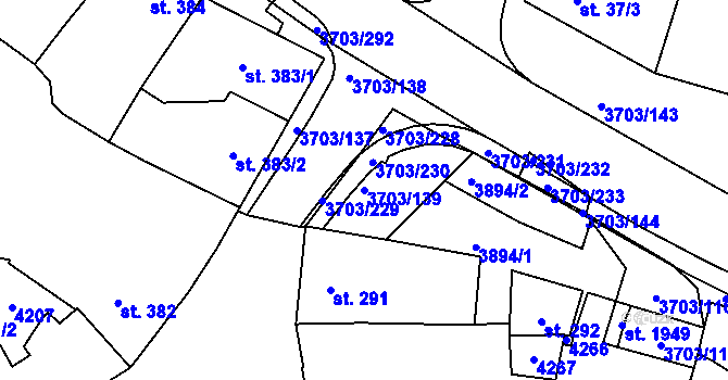 Parcela st. 3703/139 v KÚ Dobřany, Katastrální mapa