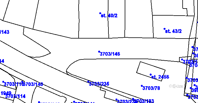 Parcela st. 3703/146 v KÚ Dobřany, Katastrální mapa