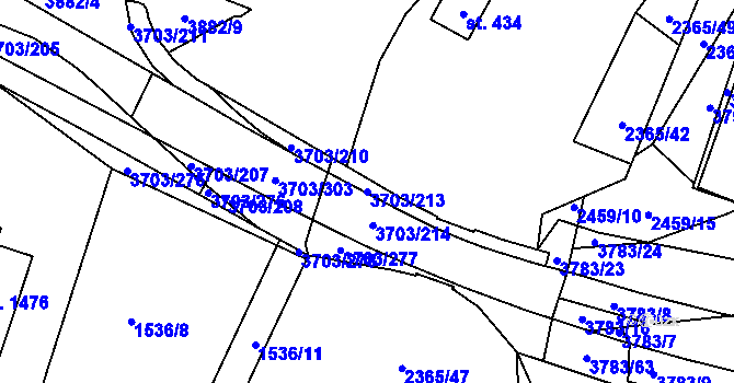 Parcela st. 3703/213 v KÚ Dobřany, Katastrální mapa
