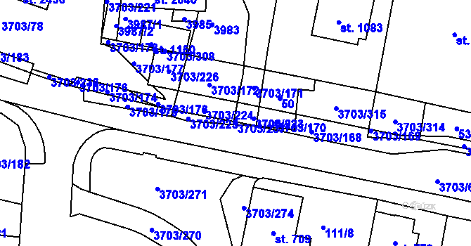 Parcela st. 3703/237 v KÚ Dobřany, Katastrální mapa