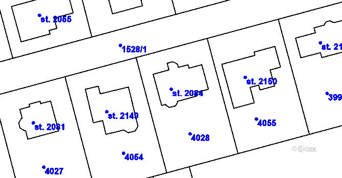Parcela st. 2084 v KÚ Dobřany, Katastrální mapa