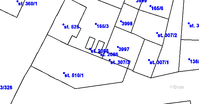 Parcela st. 2086 v KÚ Dobřany, Katastrální mapa