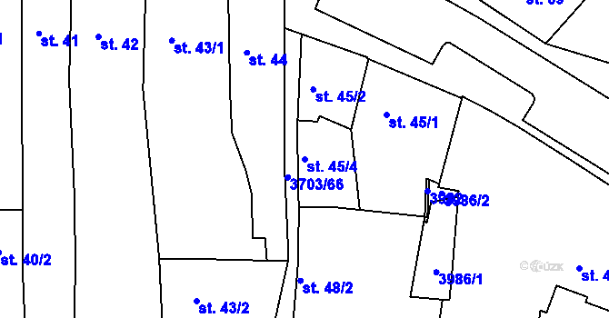 Parcela st. 45/4 v KÚ Dobřany, Katastrální mapa