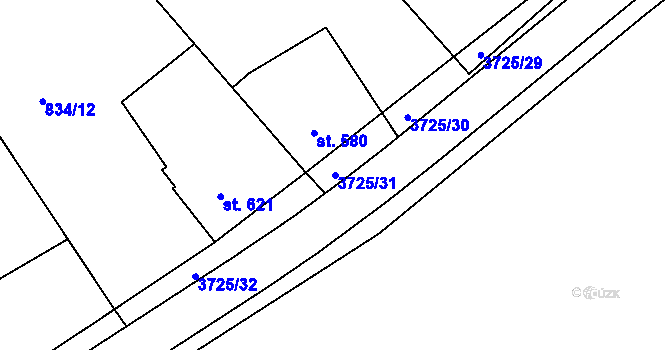 Parcela st. 3725/31 v KÚ Dobřany, Katastrální mapa
