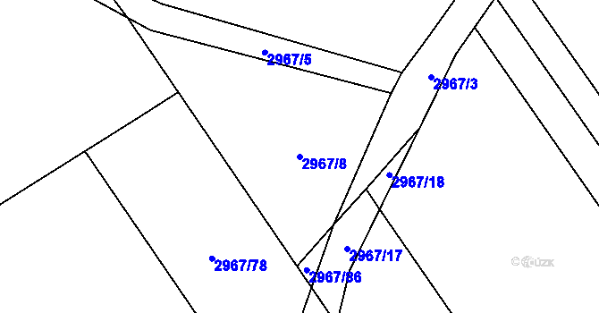 Parcela st. 2967/8 v KÚ Dobřany, Katastrální mapa