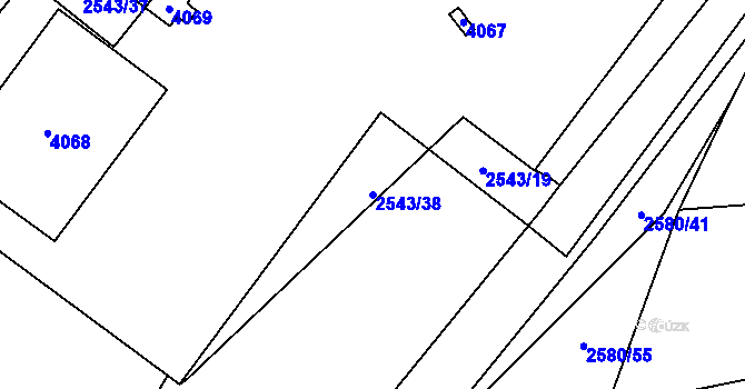 Parcela st. 2543/38 v KÚ Dobřany, Katastrální mapa