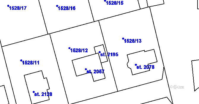 Parcela st. 2195 v KÚ Dobřany, Katastrální mapa