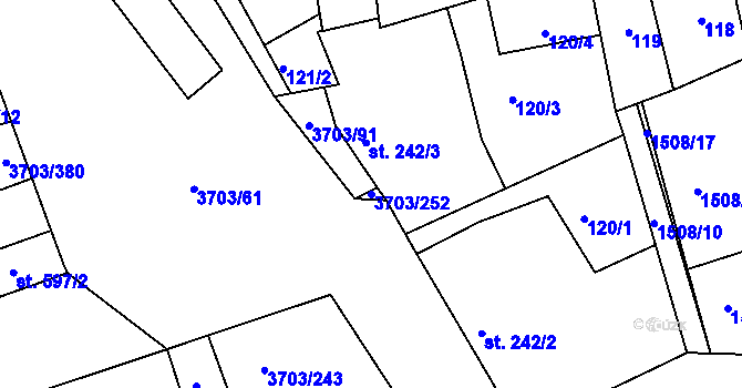 Parcela st. 3703/252 v KÚ Dobřany, Katastrální mapa