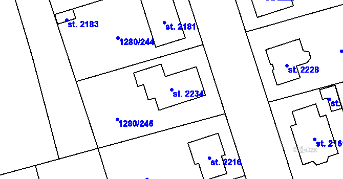 Parcela st. 2234 v KÚ Dobřany, Katastrální mapa