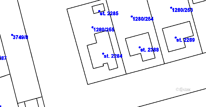 Parcela st. 2284 v KÚ Dobřany, Katastrální mapa