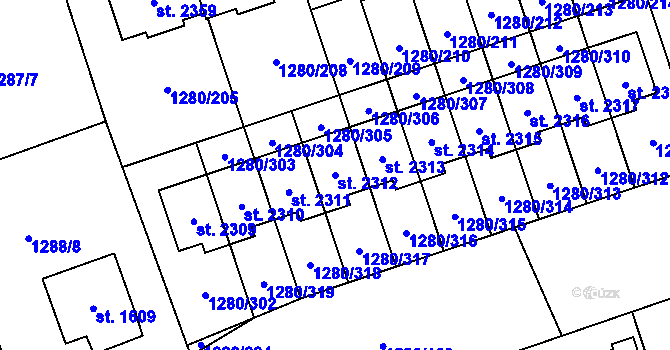 Parcela st. 2312 v KÚ Dobřany, Katastrální mapa