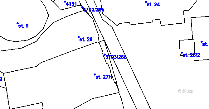 Parcela st. 3703/266 v KÚ Dobřany, Katastrální mapa