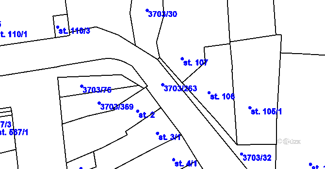 Parcela st. 3703/263 v KÚ Dobřany, Katastrální mapa