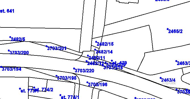 Parcela st. 2482/14 v KÚ Dobřany, Katastrální mapa