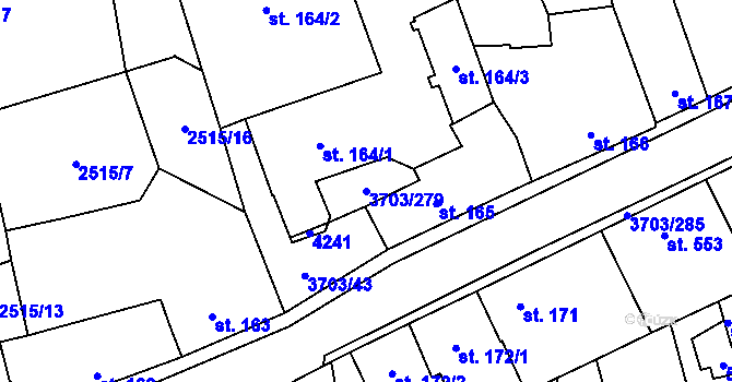Parcela st. 3703/279 v KÚ Dobřany, Katastrální mapa
