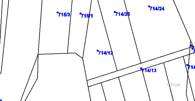 Parcela st. 714/12 v KÚ Dobřany, Katastrální mapa