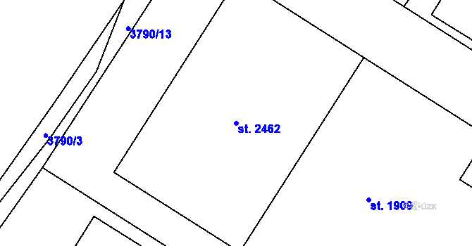 Parcela st. 2462 v KÚ Dobřany, Katastrální mapa