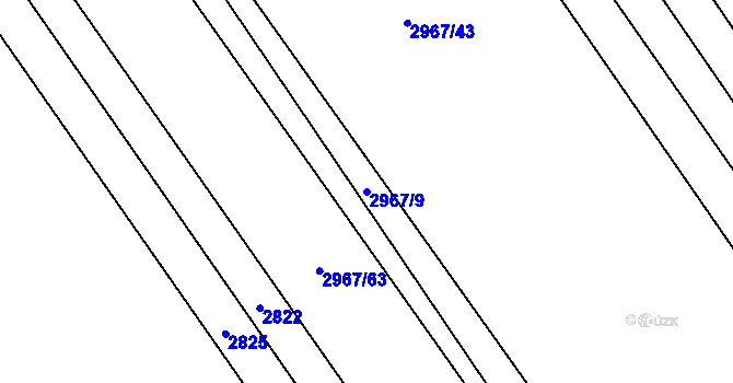 Parcela st. 2967/9 v KÚ Dobřany, Katastrální mapa