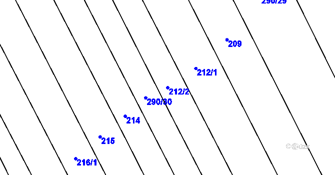 Parcela st. 212/2 v KÚ Dobřany, Katastrální mapa