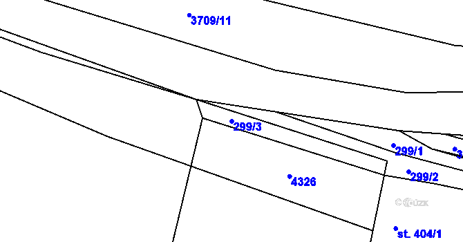 Parcela st. 299/3 v KÚ Dobřany, Katastrální mapa