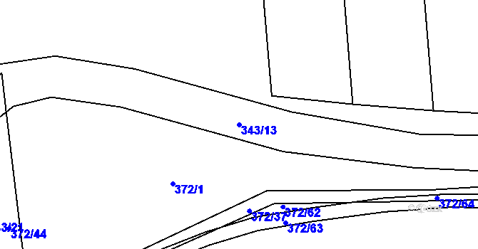 Parcela st. 343/13 v KÚ Dobřany, Katastrální mapa