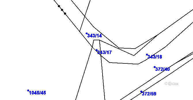 Parcela st. 343/17 v KÚ Dobřany, Katastrální mapa